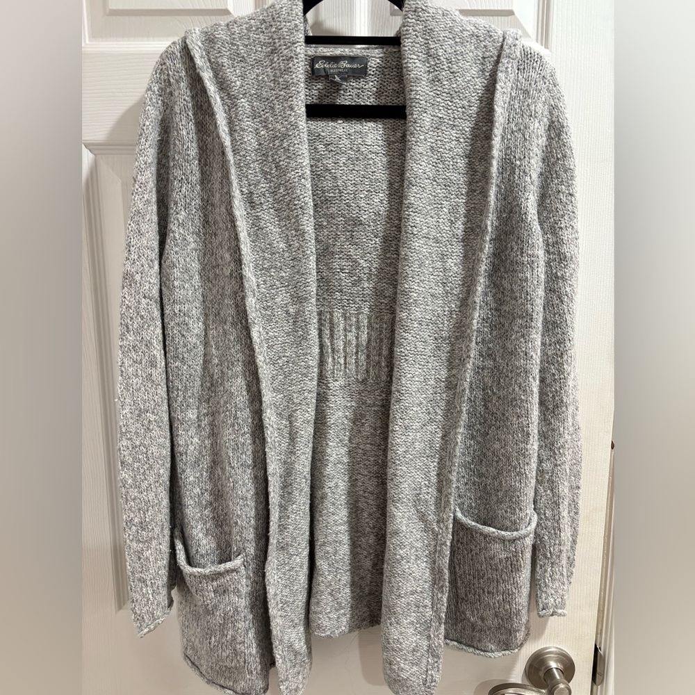 Gray cardigan sweater